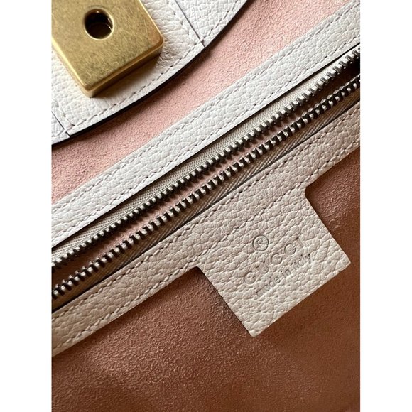 GUCCI Linea Medium Totem Web Stripped Yellow Butterfly Top Handle Bag - Picture 7 of 12